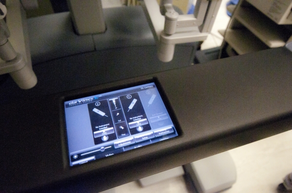 Touch screen controls at robotic console