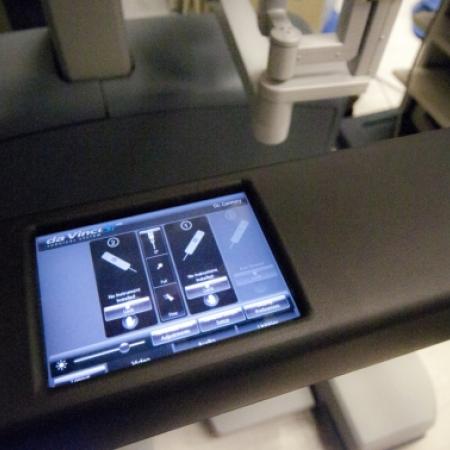Touch screen controls at robotic console